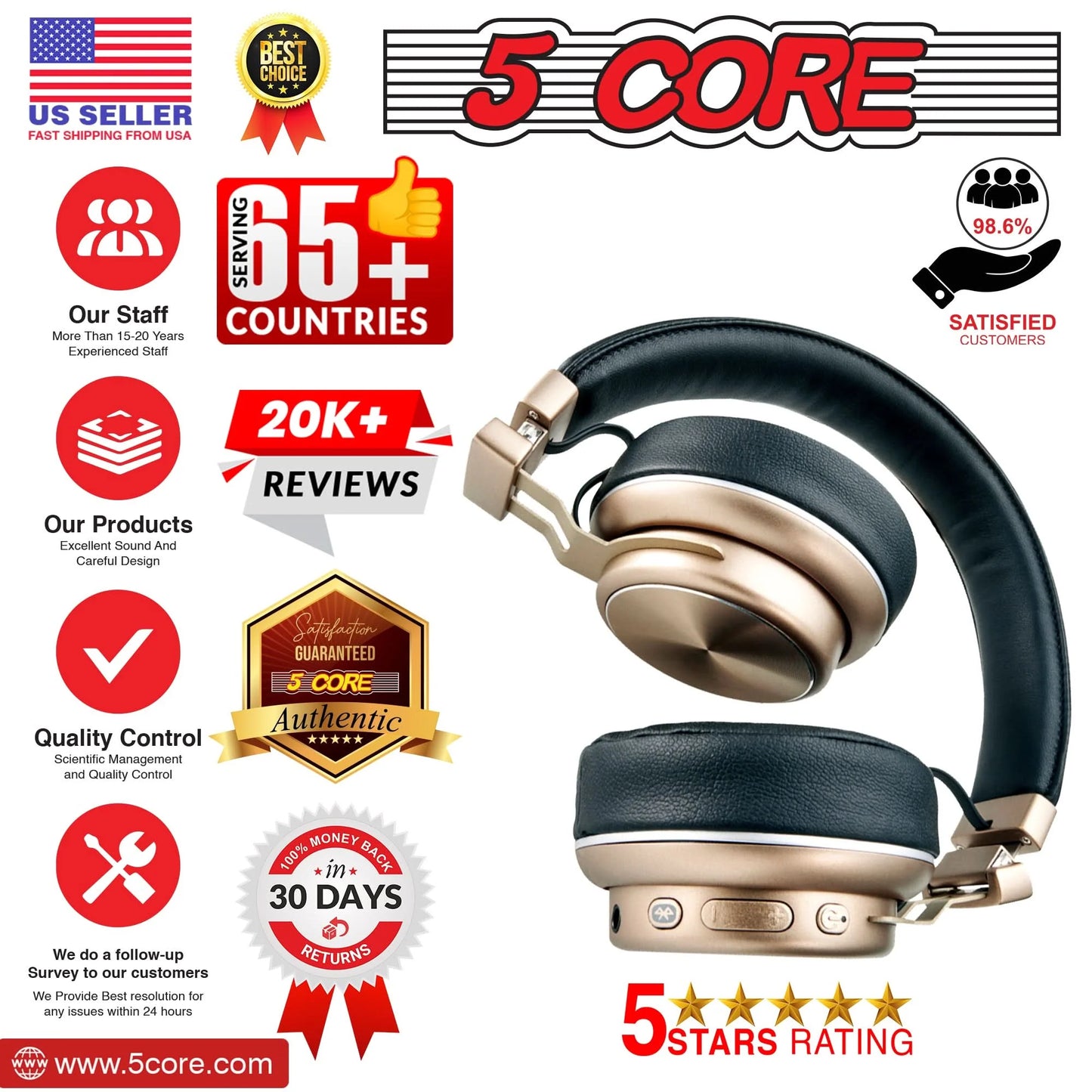 5 CORE Bluetooth Headphones 13 G