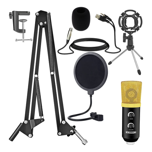 5Core Professional Condenser Cardioid Microphone Bundle for Podcasting with Boom Arm